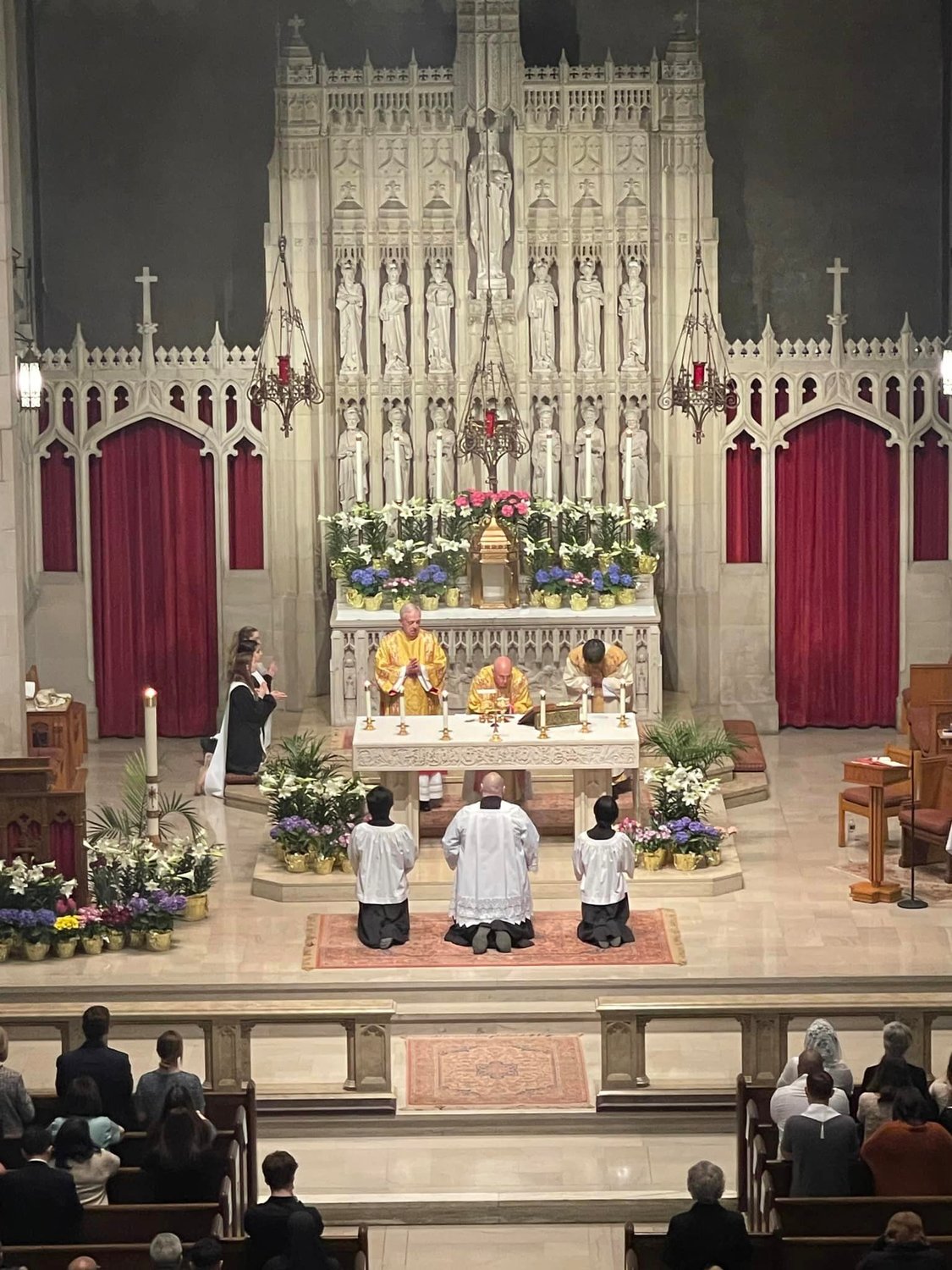 EASTER SUNDAY: Rhode Island’s Catholic churches are filled with flowers and faithful on Easter morning. Pictured: St. Paul Church, Cranston.